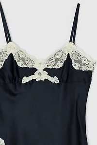 Vintage Y2k Lacy Black & Cream Silk Top