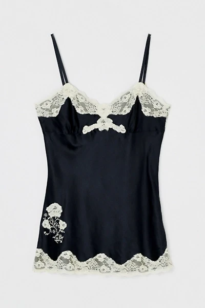Vintage Y2k Lacy Black & Cream Silk Top