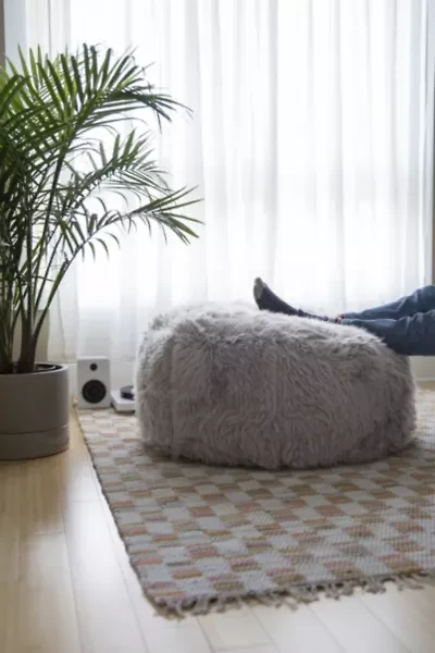Aspyn Faux Fur Shag Ottoman