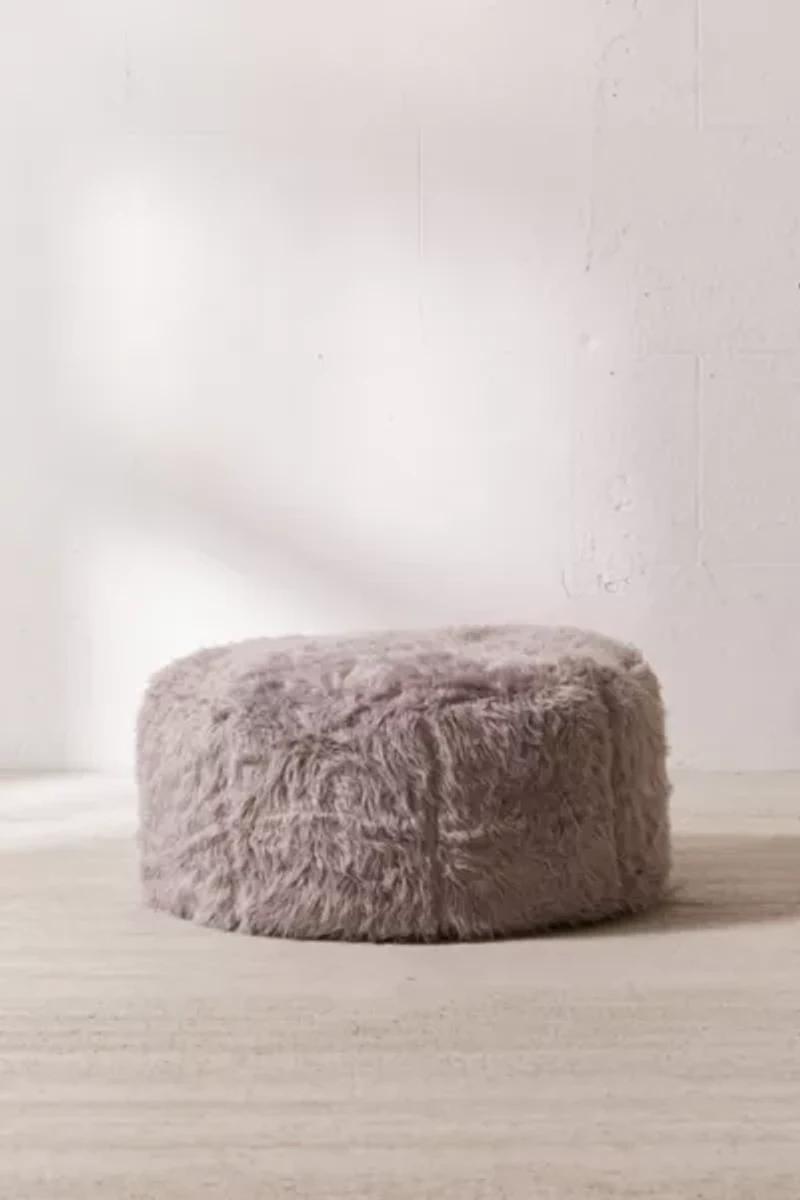 Aspyn Faux Fur Shag Ottoman