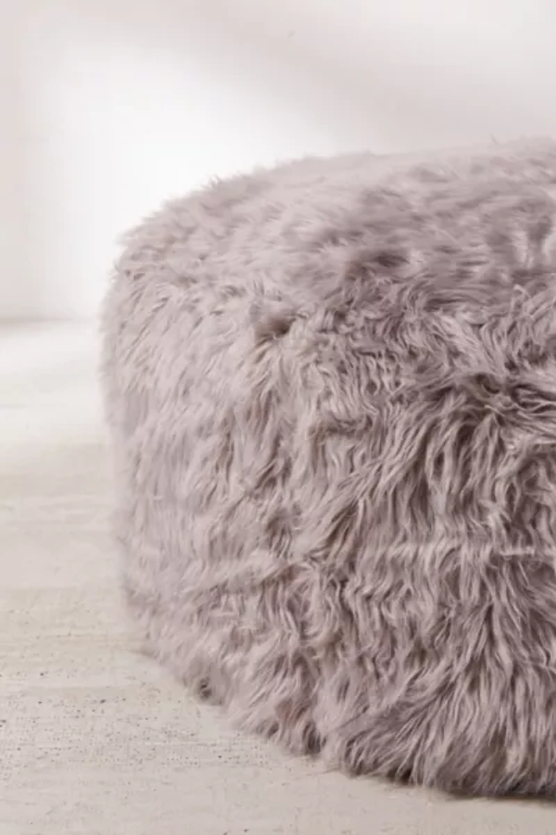 Aspyn Faux Fur Shag Ottoman