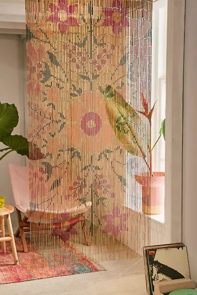 Rosa Floral Bamboo Beaded Curtain