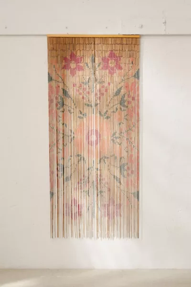 Rosa Floral Bamboo Beaded Curtain