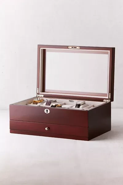 Mele and Co Christo Glass Top Wooden Watch Box