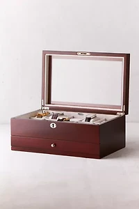 Mele and Co Christo Glass Top Wooden Watch Box