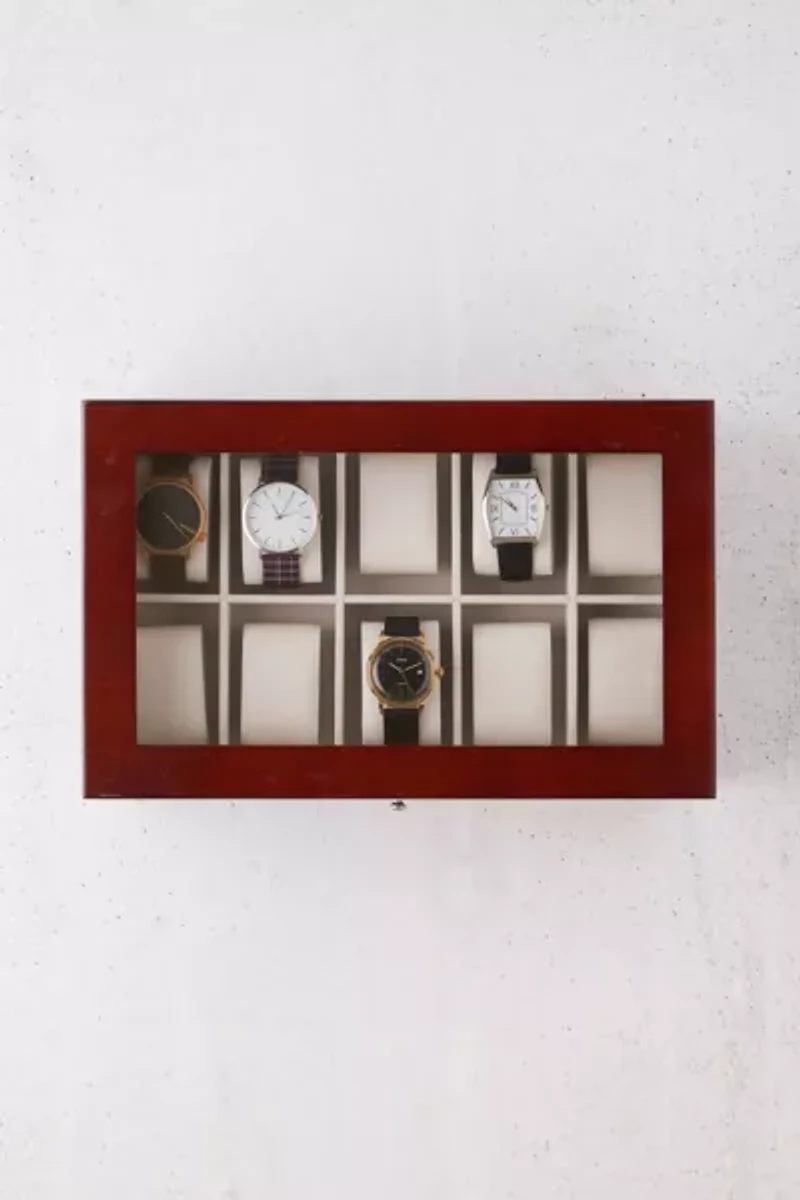 Mele and Co Christo Glass Top Wooden Watch Box