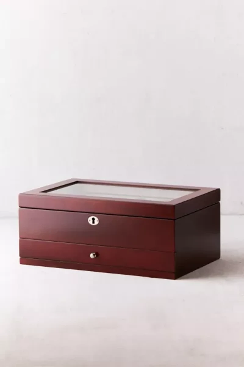 Mele and Co Christo Glass Top Wooden Watch Box