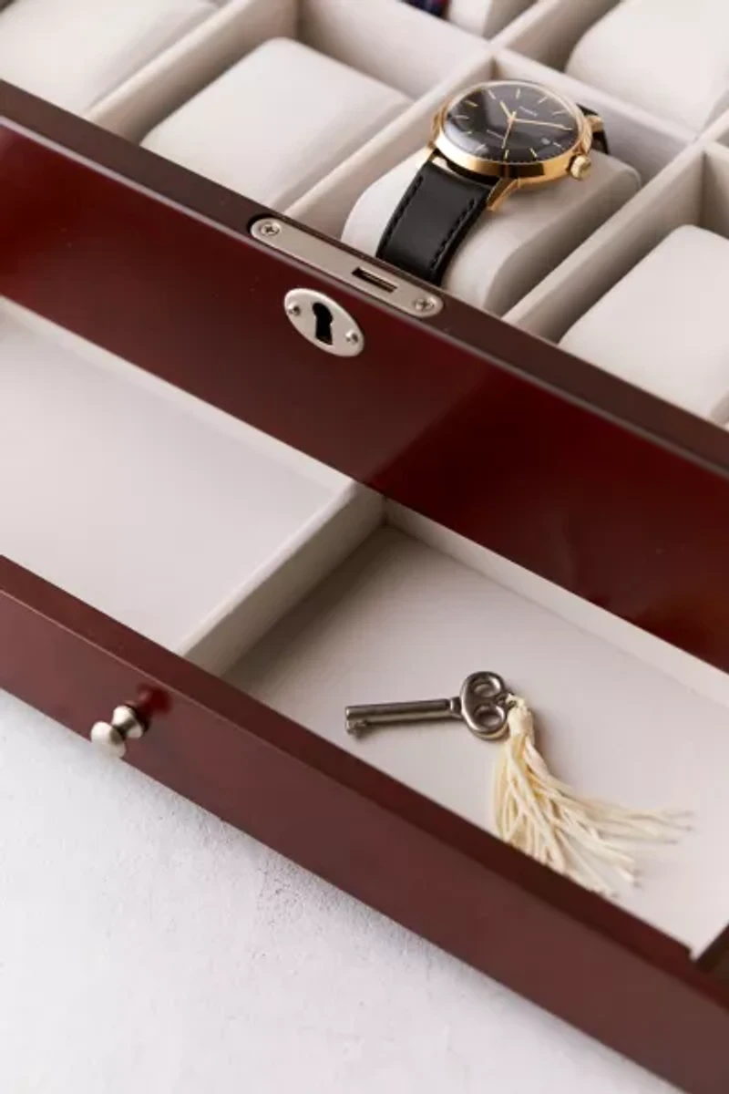 Mele and Co Christo Glass Top Wooden Watch Box