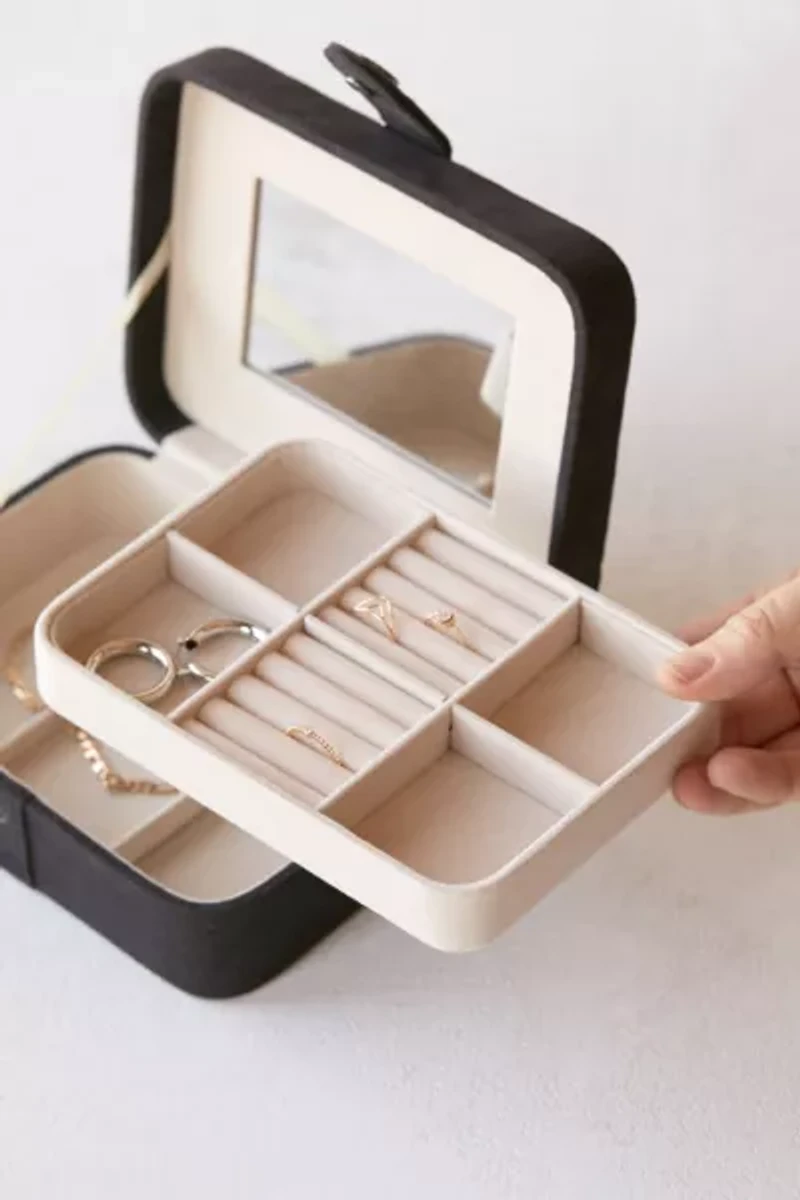 Mele and Co Giana Flocked Travel Jewelry Box