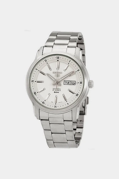 Seiko 5 White Dial Automatic Men's Steel Watch SNKP09J1