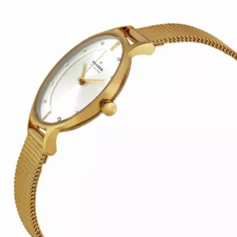 Skagen Anite Silver Dial Gold-tone Mesh Ladies Watch SKW2150