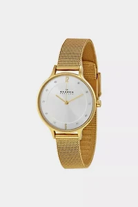 Skagen Anite Silver Dial Gold-tone Mesh Ladies Watch SKW2150