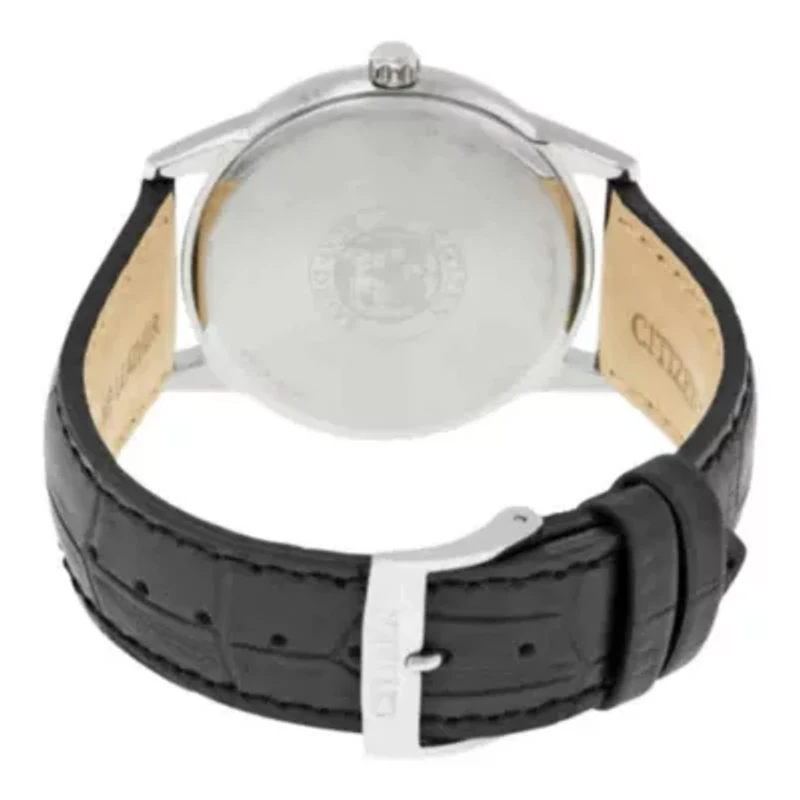 Citizen Eco-Drive Silver Dial Black Leather Men's Watch AW1236-03A