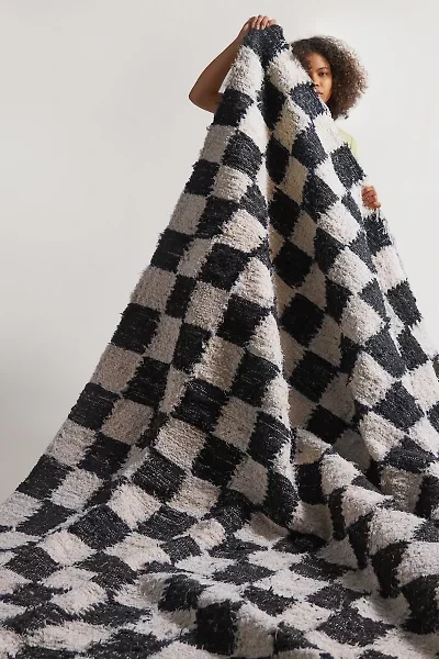 Checkerboard Woven Shag Rag Rug