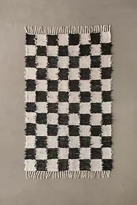 Checkerboard Woven Shag Rag Rug