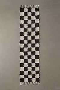 Checkerboard Woven Shag Rag Rug