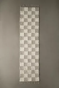 Checkerboard Woven Shag Rag Rug