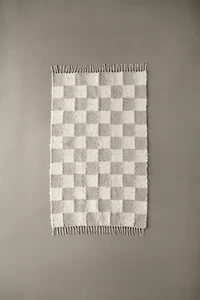 Checkerboard Woven Shag Rag Rug