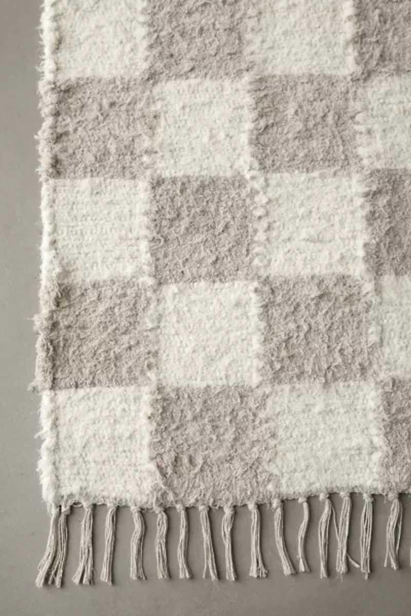 Checkerboard Woven Shag Rag Rug