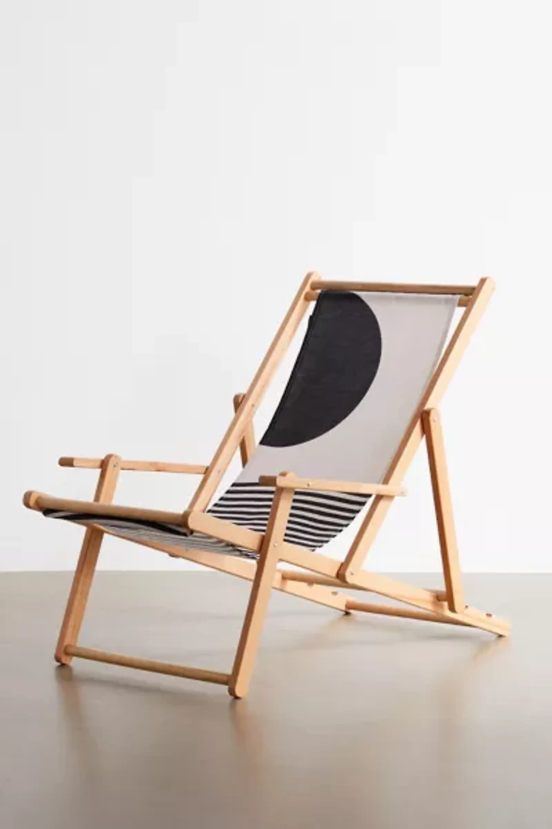 TMSbyNight For Deny Woodblock Art Mid Century Illustration Outdoor Folding Chair