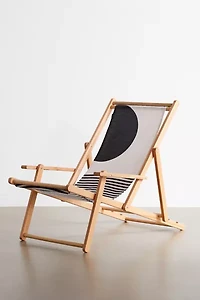 TMSbyNight For Deny Woodblock Art Mid Century Illustration Outdoor Folding Chair