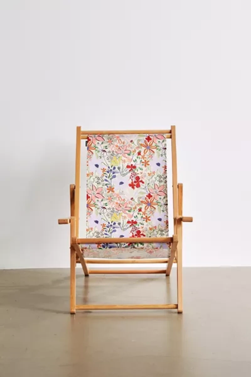 Deny UO Exclusive Sylvie Light Floral Outdoor Folding Chair