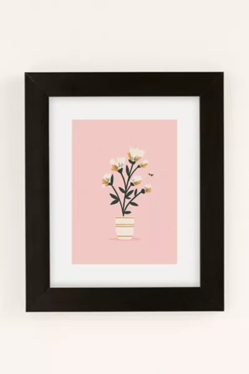 Charly Clements Bumble Bee Flowers Pink Art Print