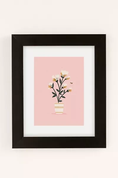 Charly Clements Bumble Bee Flowers Pink Art Print
