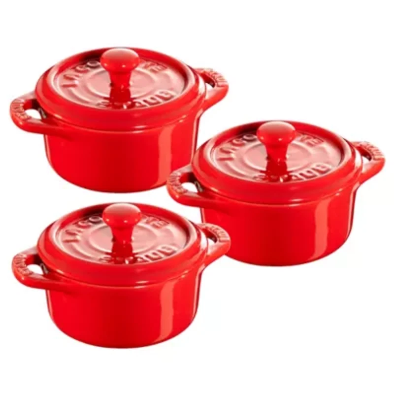 Staub Ceramic 3-pc Mini Round Cocotte Set
