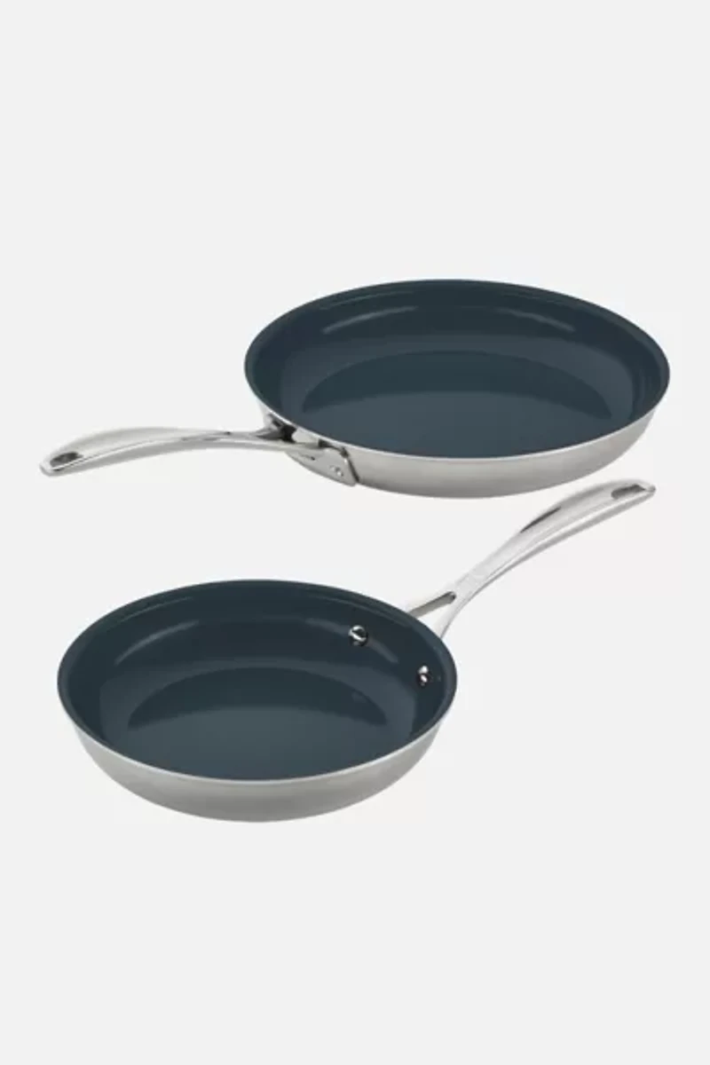 ZWILLING Clad CFX 2-pc Stainless Steel Ceramic Nonstick Fry Pan Set