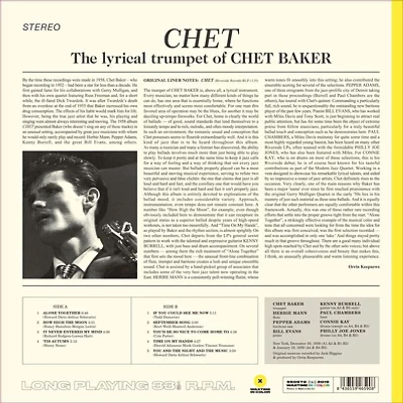 Chet Baker - Chet: The Lyrical Trumpet Of Chet Baker LP