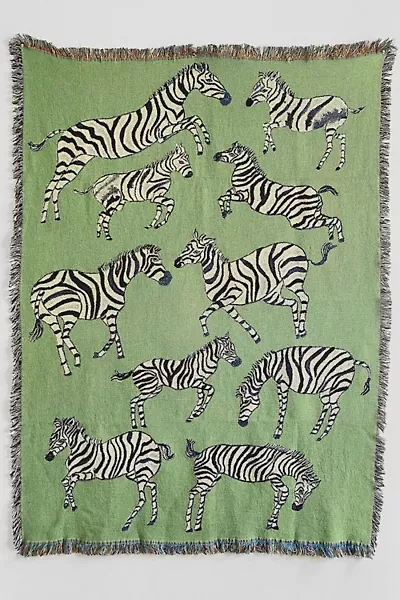 Olivia Wendel Green Zebras Blanket