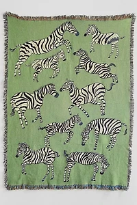 Olivia Wendel Green Zebras Blanket