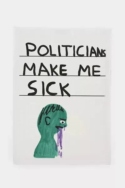 Third Drawer Down Politicians Make Me Sick Tea Towel x David Shrigley