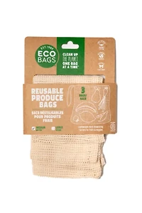 ECOBAGS 100% Organic Cotton Medium Mesh Produce Bags - Set of 3