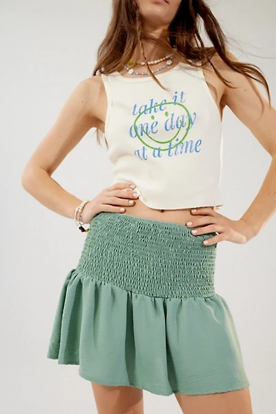 UO Rara Satin Smocked Skort