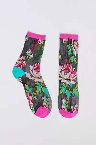 Sock Candy English Rose Black Sheer Sock