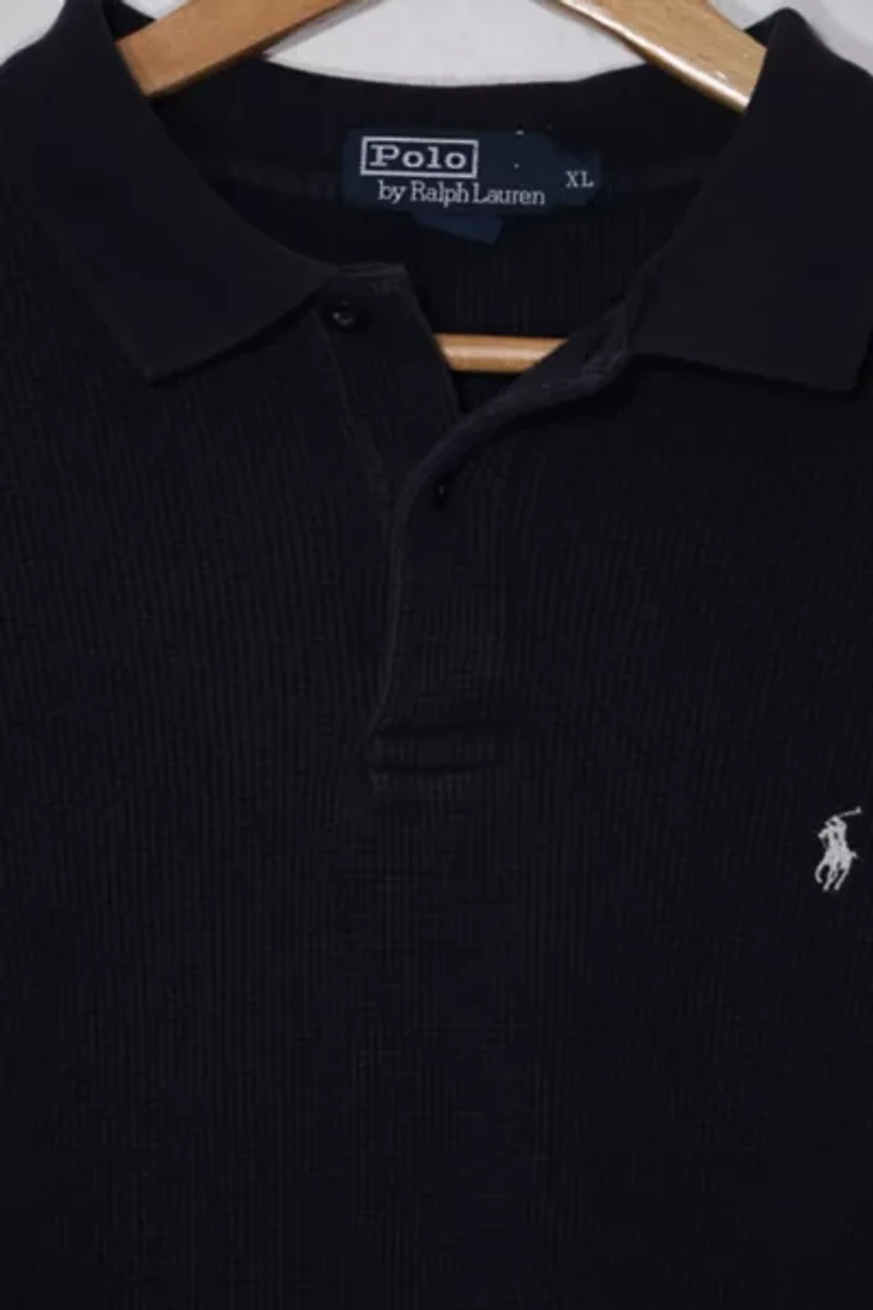 Vintage Polo Ralph Lauren Waffle Knit Long Sleeve Polo Shirt