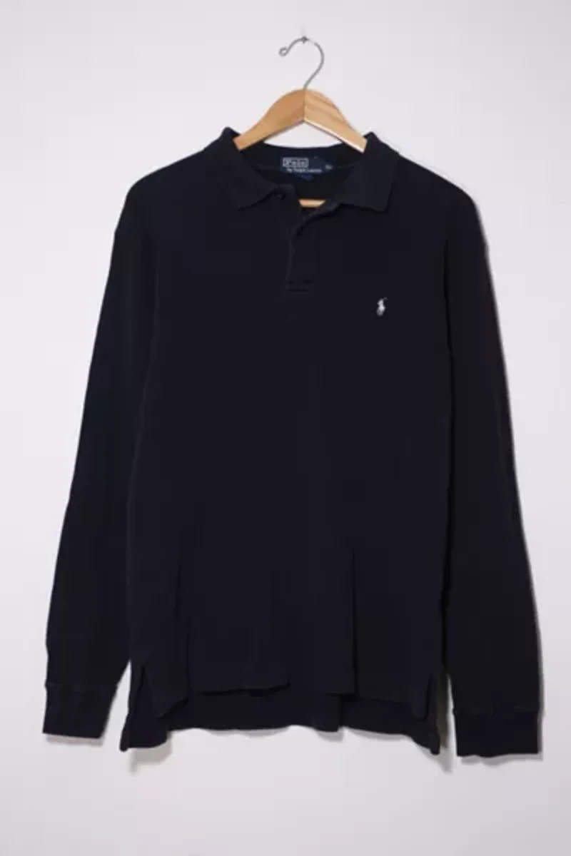 Vintage Polo Ralph Lauren Waffle Knit Long Sleeve Polo Shirt