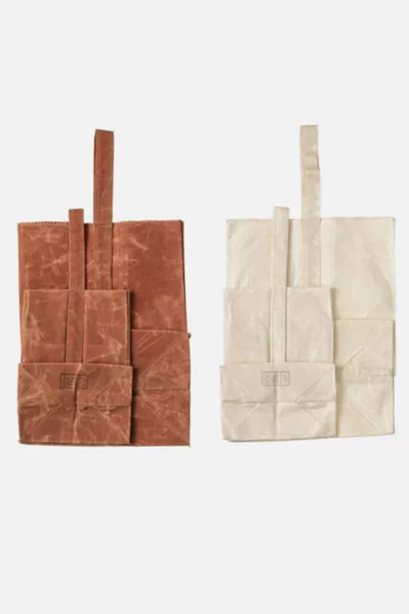 Puebco Waxed Cotton Reusable Grocery Bag With Handle
