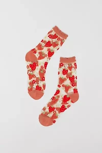 Sock Candy Strawberry Daisy Ruffle Sheer Sock
