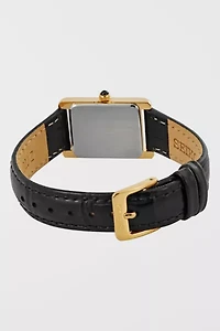 Seiko Quartz White Dial Black Leather Ladies Watch SWR054