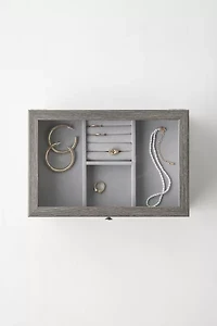 Mele and Co Ardene Glass Top Wooden Jewelry Box