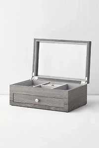 Mele and Co Ardene Glass Top Wooden Jewelry Box