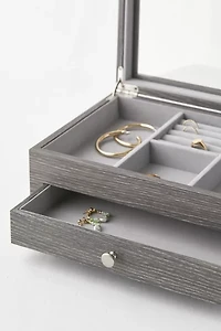 Mele and Co Ardene Glass Top Wooden Jewelry Box