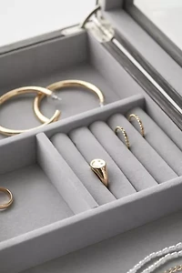 Mele and Co Ardene Glass Top Wooden Jewelry Box