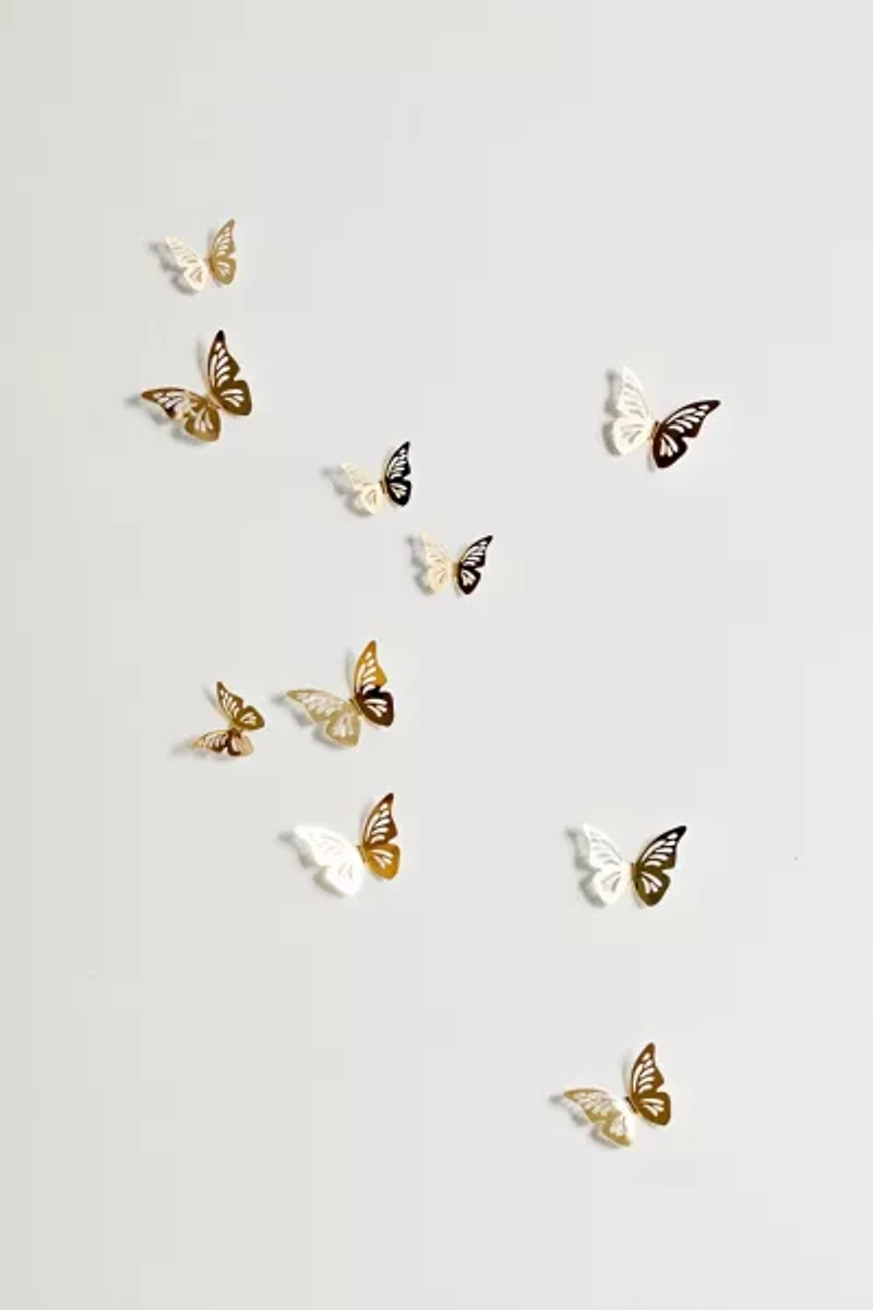 3D Gold Butterflies Peel And Stick Mirror Set