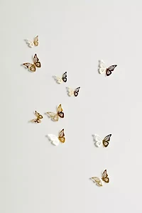 3D Gold Butterflies Peel And Stick Mirror Set