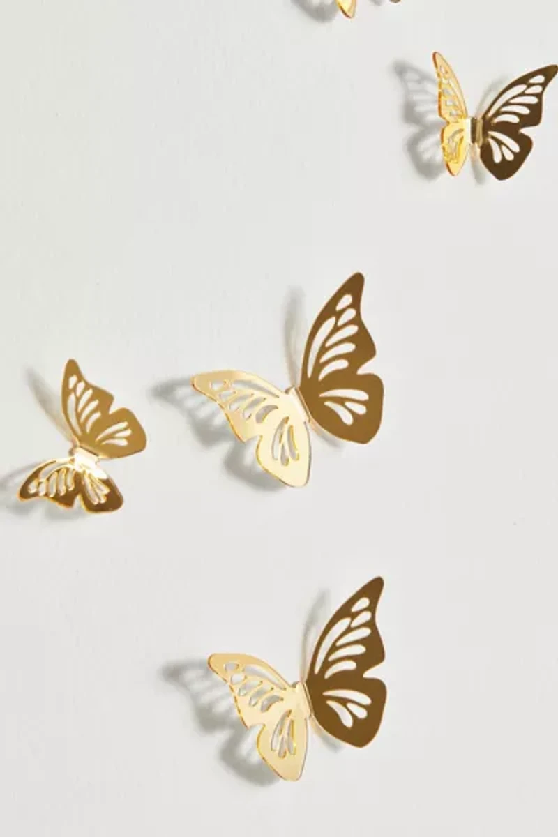 3D Gold Butterflies Peel And Stick Mirror Set