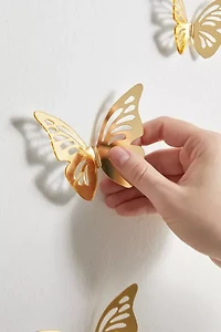 3D Gold Butterflies Peel And Stick Mirror Set